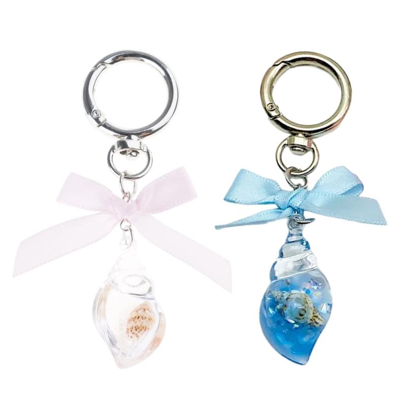 Stylish Conch Bowknot Keychain Stylish and Unique Keyrings Decoration Fashionable Accessory for Purses or Backpacks