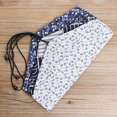 Japanese Style Handmade Cutlery Set Natural Wooden Spoon Fork Chopsticks Cloth Bag
