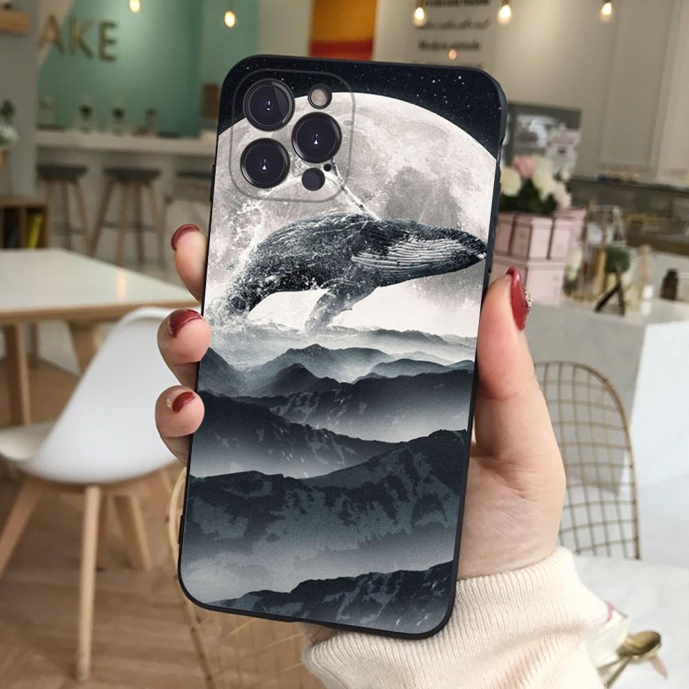 Whale Phone Case Silicone Soft for iphone 16 15 14 13 12 11 Pro Mini XS MAX Plus X Cover