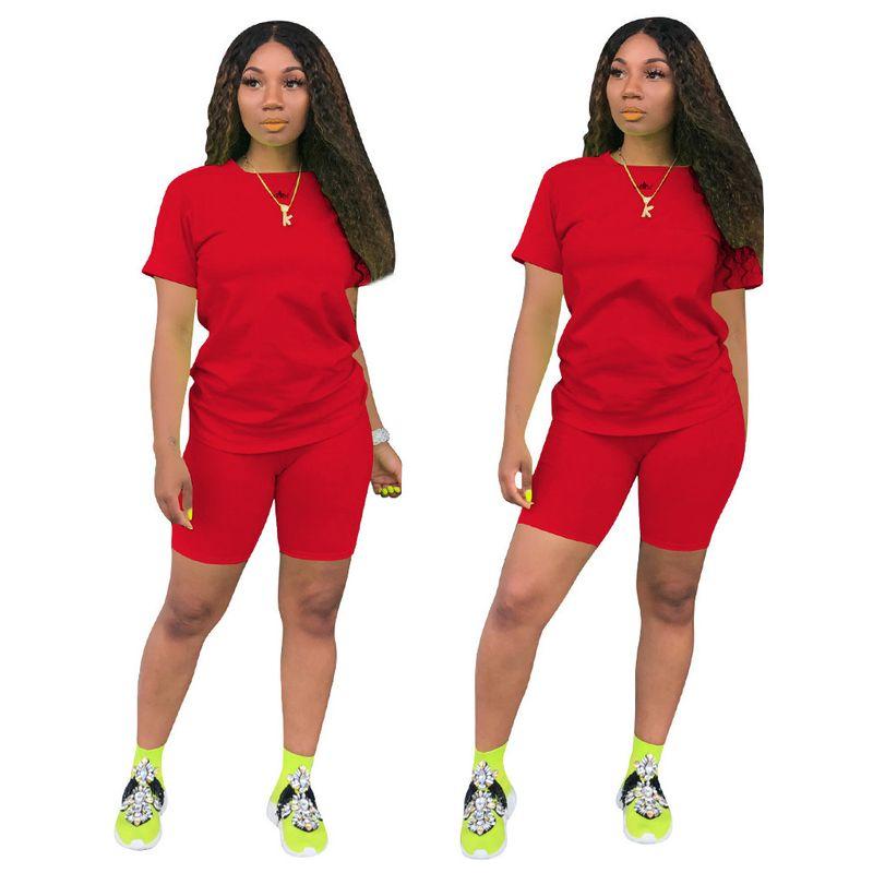 Solid Color Round Neck Neck T-shirt Shorts Set Pure Color Crew Neck T-shirt Shorts Set