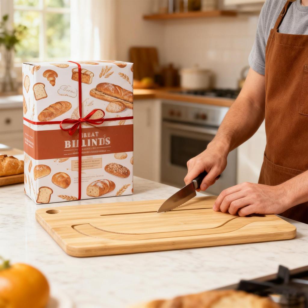 Bread Cutting Board Stainless Bow-Shaped Cutter Wood Bread Slicing Board Set for Left and Right Hands Bagels French Baguettes