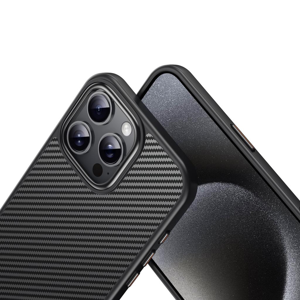 For iPhone 16 Pro Max Magnetic Case Compatible with MagSafe Carbon Fiber Texture PC+TPU Cover