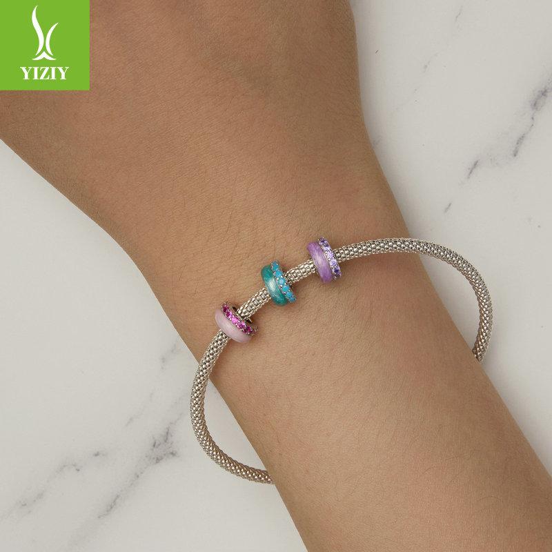 Fashion Candy Color Silicone Positioning Bracelet Separator Beads, Popular S925 Sterling Silver Diy Beads