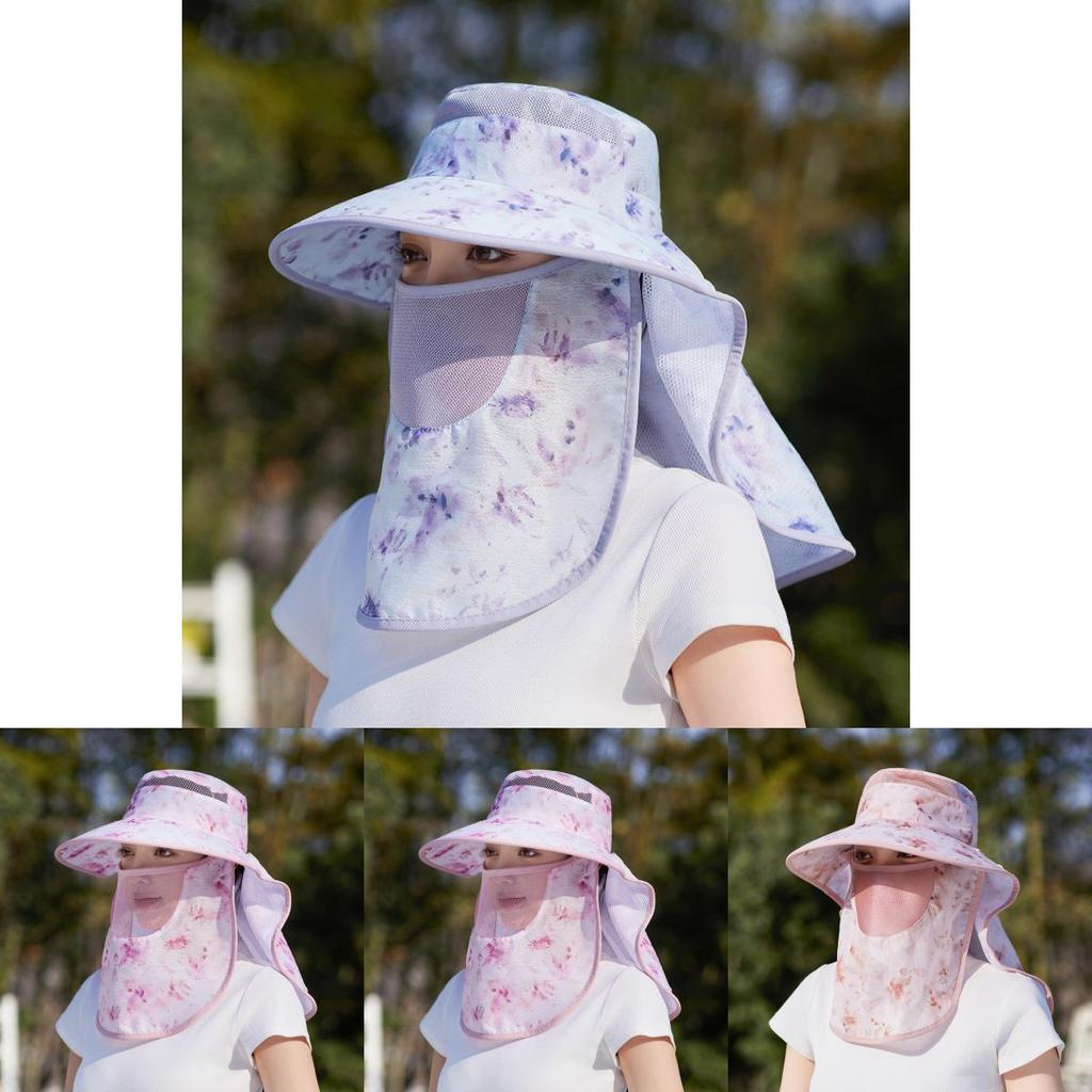 Outdoor Sun Protection Hat With Shoulder Cover For Women Summer Uv Blocker Lightweight Polyester