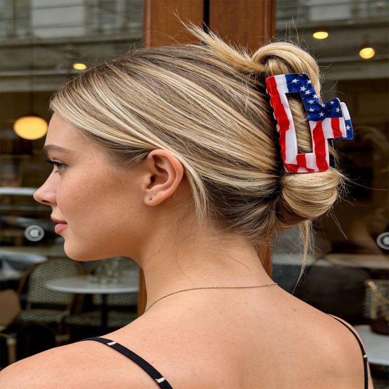 Usa Flag Heart Star Hair Claw Clips Patriotic Acrylic Hair Claws For Women Girls Independence Day Party Daily Hair Accessories