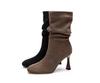 Women's European & American Style Stiletto Heel Ankle Boots - Round Toe Mid-Calf Fashion for Autumn/Winter 2025