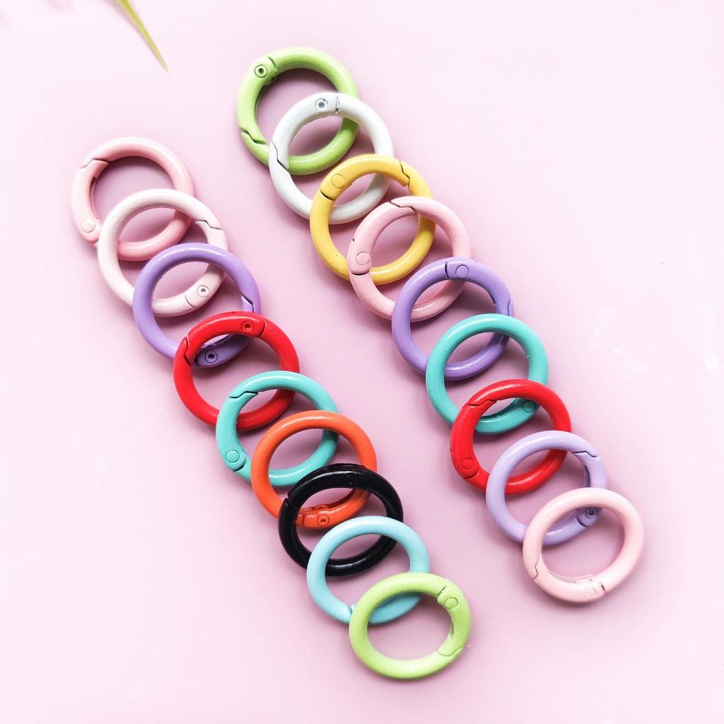 24mm Colorful Spring Snap Hook Candy Color Keychain Accessory - Round Ring Buckle