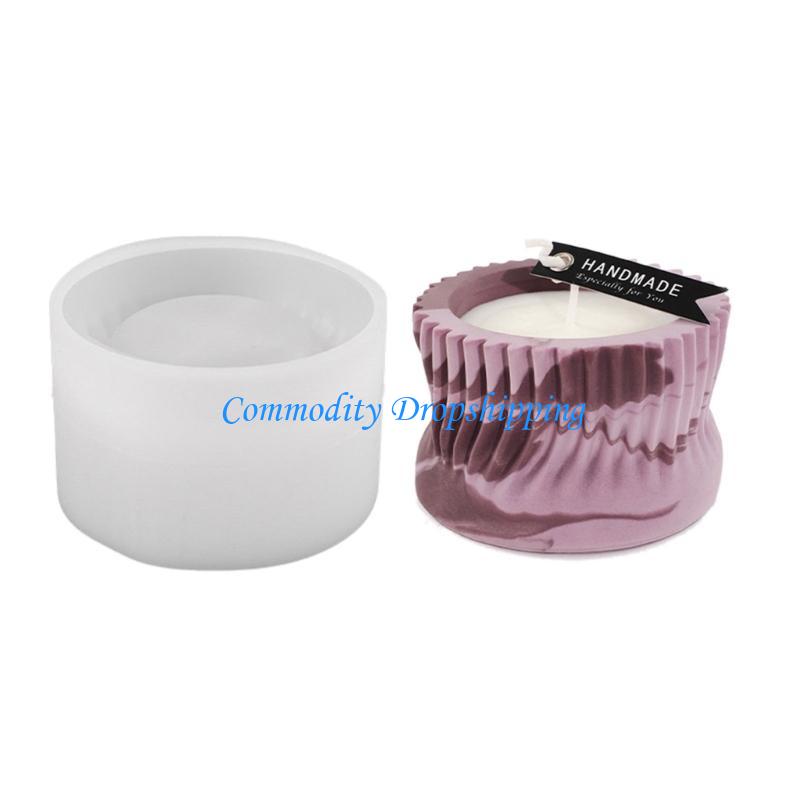 Y5JC Striped Cylinder Holder Molds Cylinder Tealight Holder Molds for Making Candlestick Stand Tealight Holder