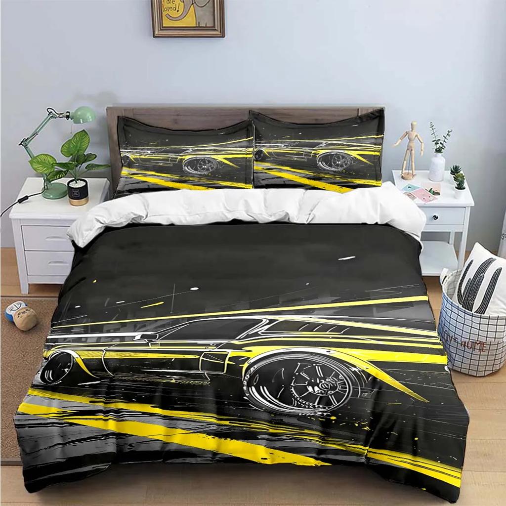 Fashion Exquisite M-Mustang Print Bedding Sets Exquisite Bed Supplies Set Duvet Cover Bed Comforter Set Bedding Set Luxury  Gift
