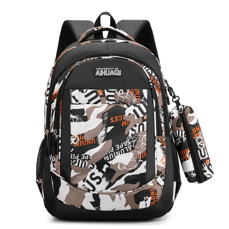 

Новый рюкзак большой вместимости, набор из двух частей, школьный рюкзак для ученика средней школы, простой, для отдыха, для путешествий, компьютерный рюкзак коричневый