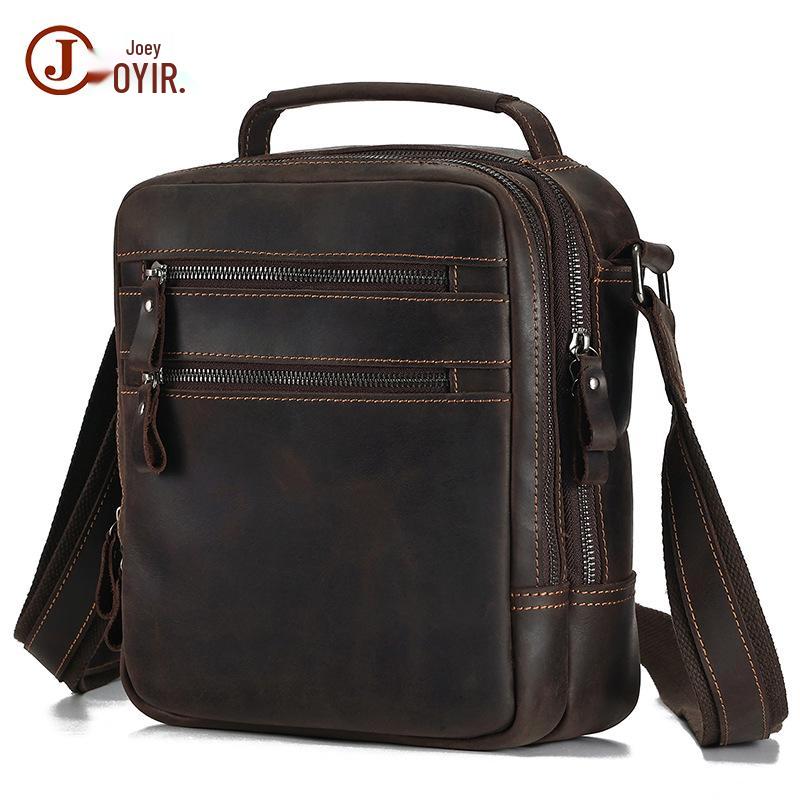 Genuine Leather Men's Large Capacity Vintage Crossbody Shoulder Bag