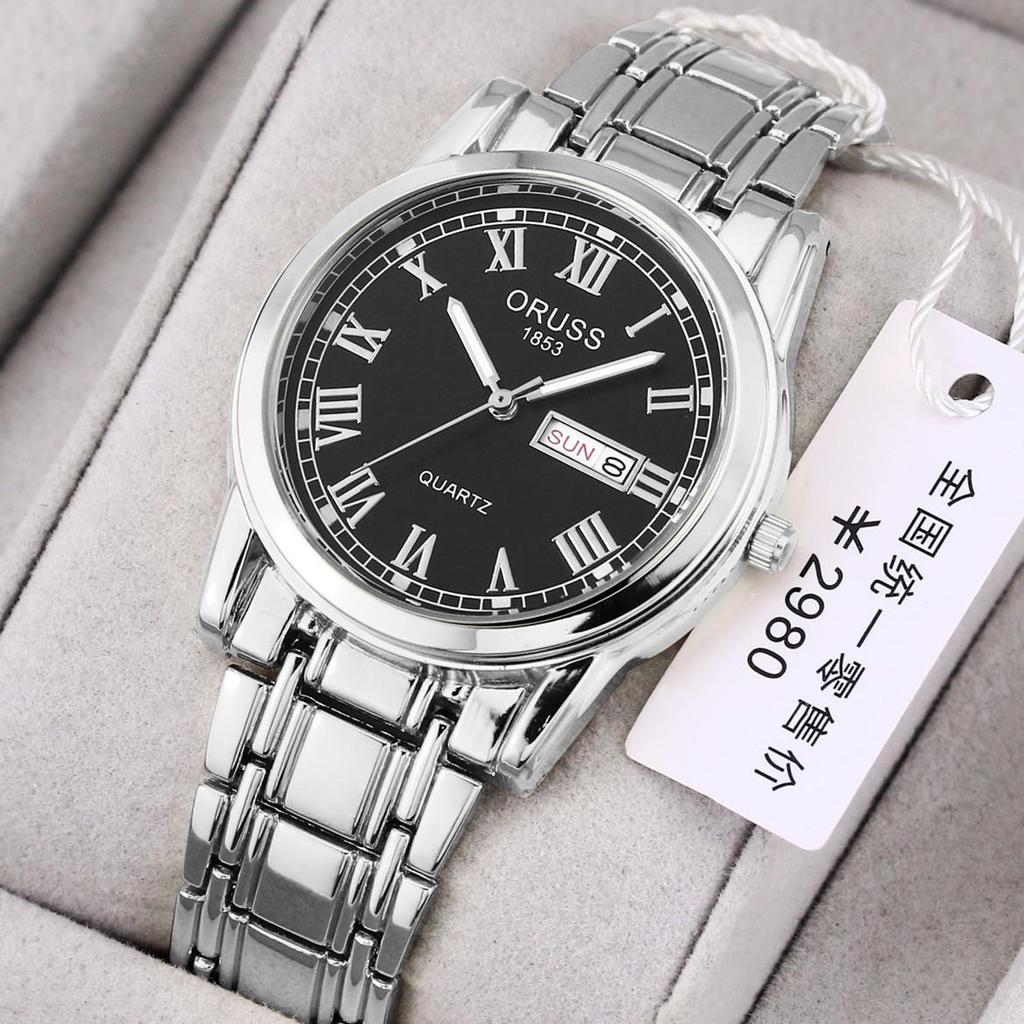 Men's Automatic Luminous Waterproof Calendar Watch with Round Glass Mirror