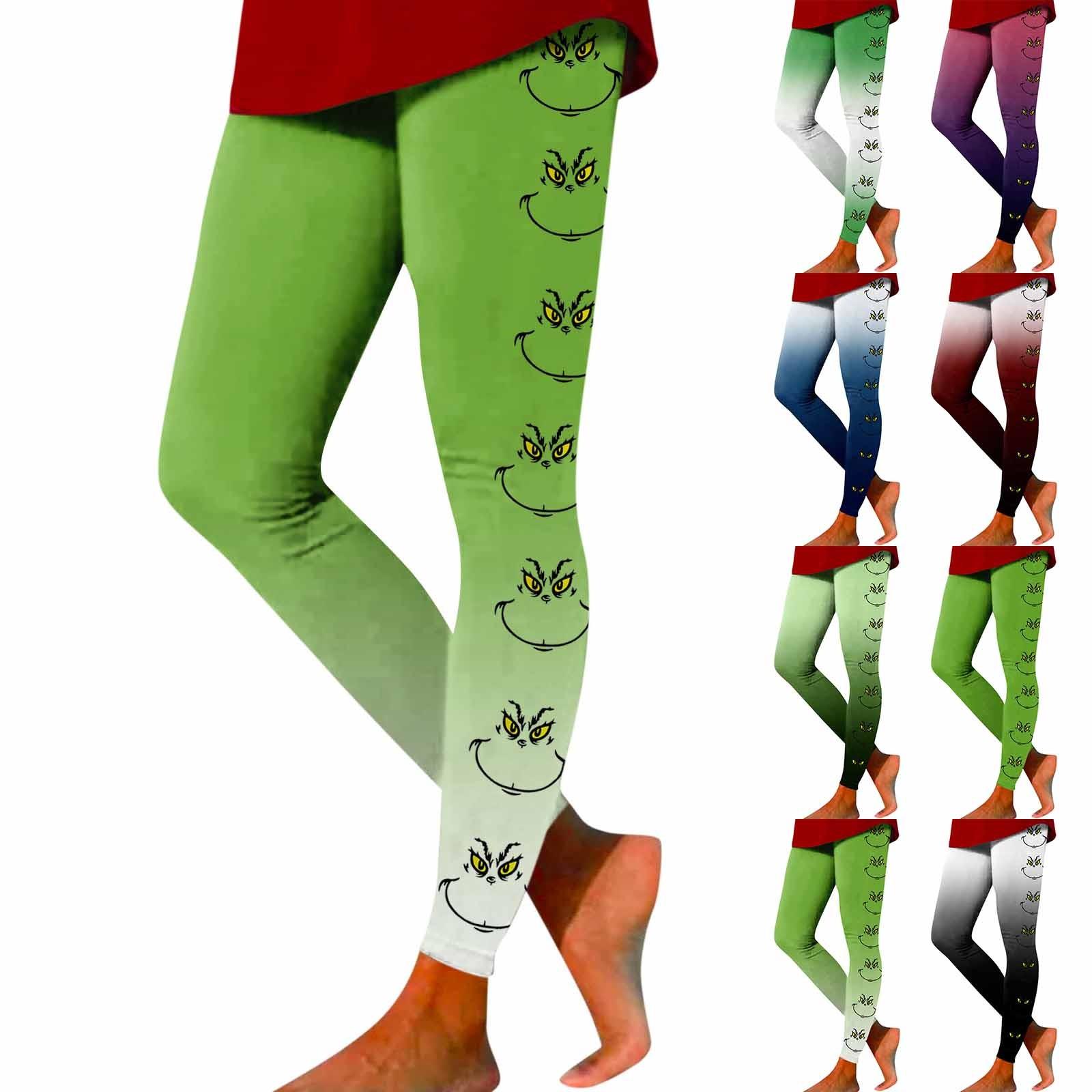 

Женские модные повседневные уличные брюки с рождественским принтом, тонкие эластичные брюки для йоги, девятиминутные брюки