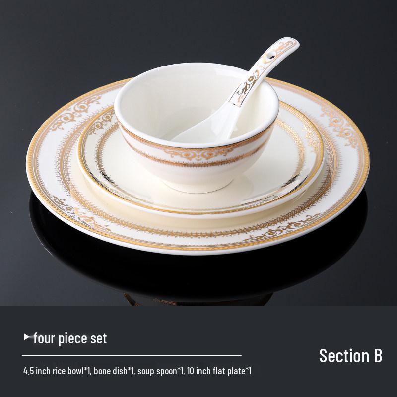 Hotel Restaurant Ceramic Tableware Set: Plates, Bowls, Cutlery, Chopsticks for Private Rooms - 7 or 8 Pieces