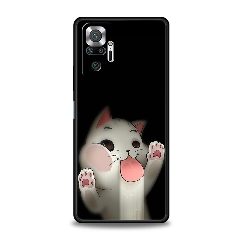 Cartoon Cat Phone Case For Xiaomi Redmi Note 14 13 5G 10 11 12 Pro Plus 4G 14C 13C 12C 10C Black Cover