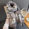Winter Plum Blossom Pattern Tassel Scarf Mature Imitation Cashmere Shawl Autumn Cold Proof Windproof Scarf Poncho Stoles