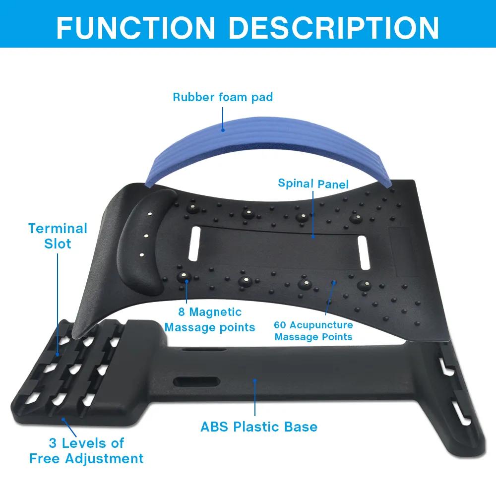 Back Stretcher Multi-Level Adjustable Back Cracker Board Lower Upper Lumbar Spine Support Pillow Waist Stretching Massage Device