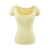 Square neck short-sleeved T-shirt women's summer new American Spice Girl style solid color sexy slim bottom top