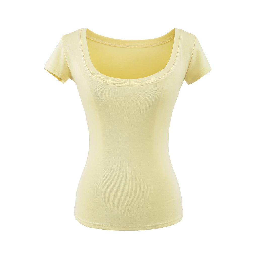 Square neck short-sleeved T-shirt women's summer new American Spice Girl style solid color sexy slim bottom top