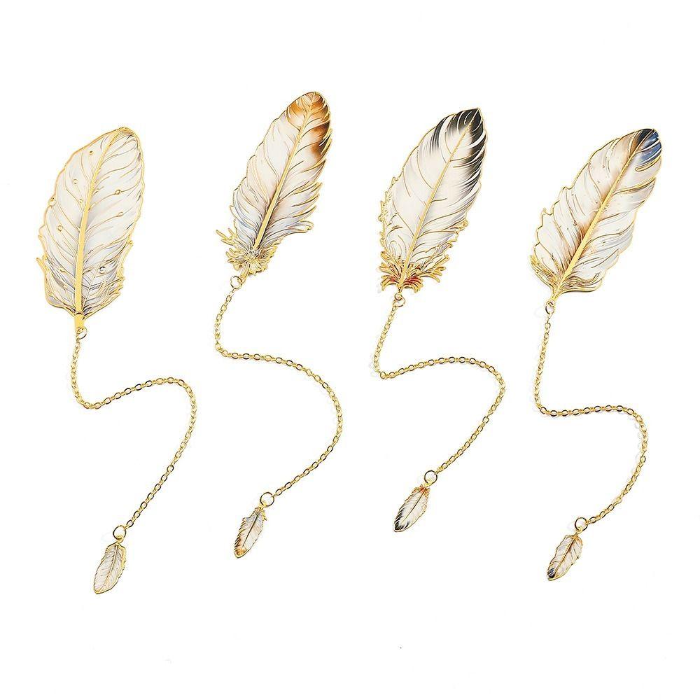 Feather Shape Metal Bookmark With Feather Pendant Pagination Mark  Book Lovers Writers Readers