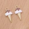10Pcs Gold Plated Enamel Ice Cream Charms Pendant For Jewelry Making Earrings Bracelet Necklace Accessories Diy Craft 20X10Mm