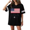 Women's Casual V Neck Sports Jersey Shirt Short Sleeve Printed Soccer Tee Top Comfortable Loose Fit Athletic Wear for Outdoor Activities