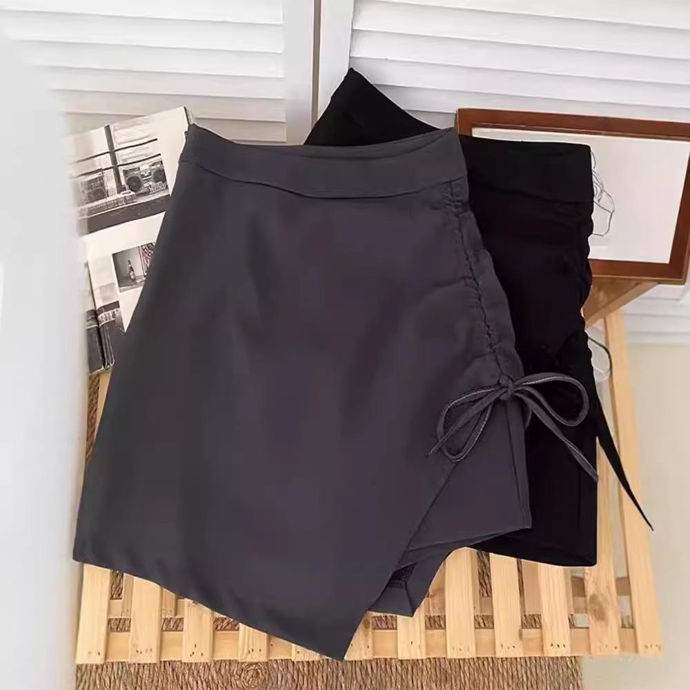 Women's Spring 2024 High-Waist Pleated A-Line Skirt with Drawstring - Fashionable Slim Korean Style Skirt Pants