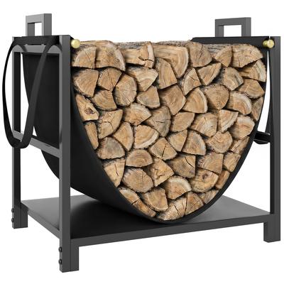 Firewood Rack 47.5 X 33 X 44cm Raised Firewood Rack with Canvas Carry Bag Up To 50 Kg Indoor Outdoor