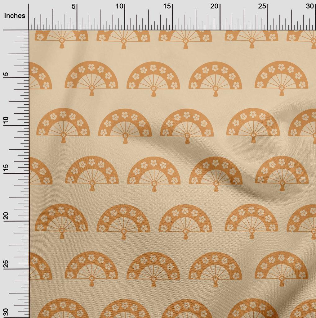 oneOone Cotton Flex Dark Beige Fabric Asian Japanese Diy Clothing Quilting Fabric Print Fabric By Yard 40 Inch
