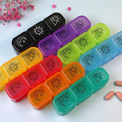 Travel Portable Three Grid Organizer Morning and Night Fish Oil Holder Storage Box Multicolor Split Case Container