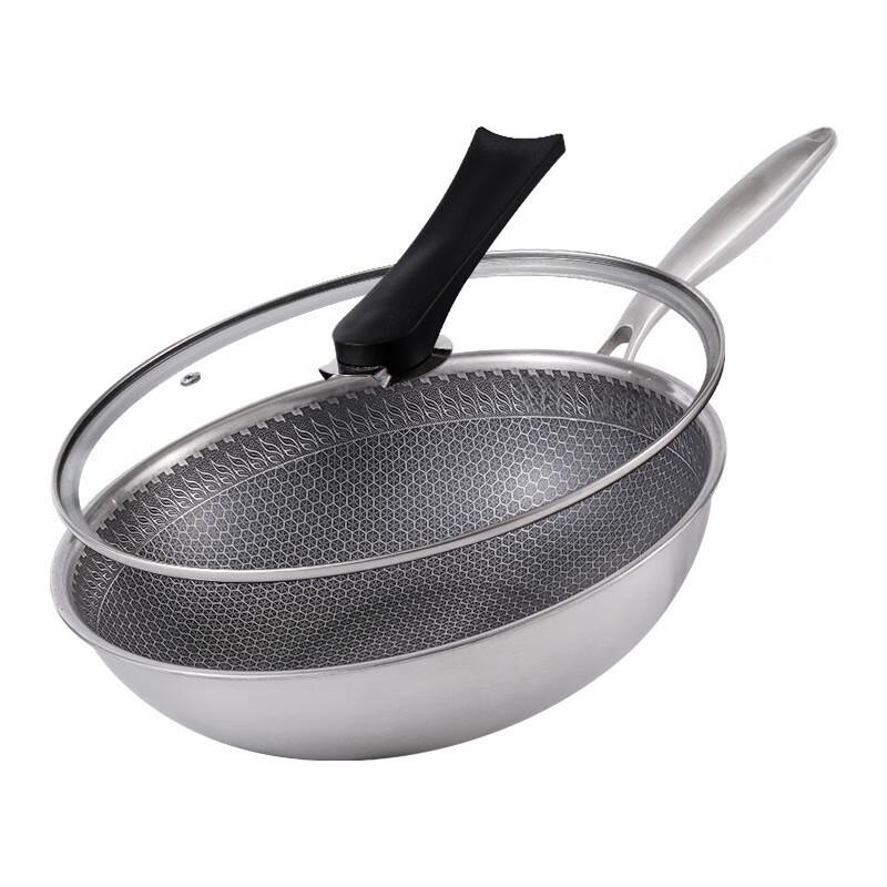 Wutuo 36cm 316 Stainless Steel Nonstick Stir-Fry Pan with Lid