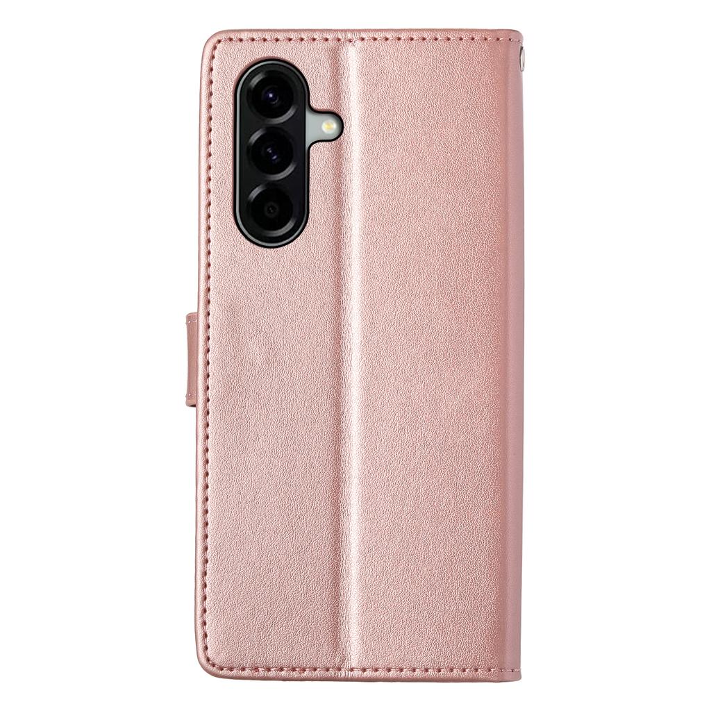 For Samsung Galaxy A56 5G Wallet Case Butterfly Floral Imprint PU Leather Phone Cover with Wrist Strap