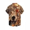Animal Tiger Hawaiian Shirt Men's, Printed Beast Shirt Street Casual Short Sleeve Top Lapel Lining
