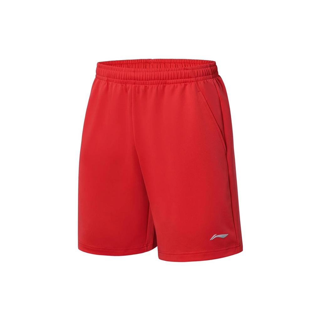 Li-Ning Ping Pong Rookie Series Solid Color Logo Knit Sports Shorts Unisex Bottoms Cherry-Red AKYT063-3
