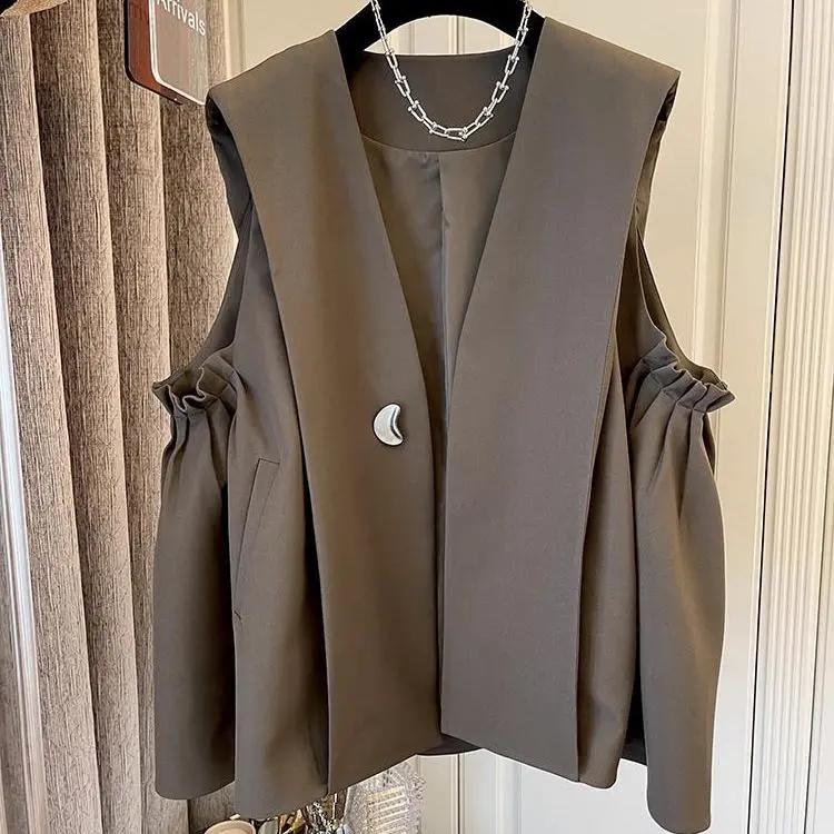 Damen Frühling/Herbst Koreanischer Stil Locker Lässiger Anzug Weste Design Einzigartiges Oberbekleidungs-Top