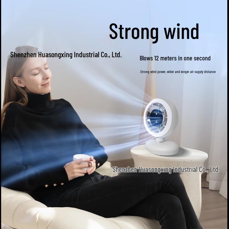 Bladeless Desktop Oscillating Fan with LED Light