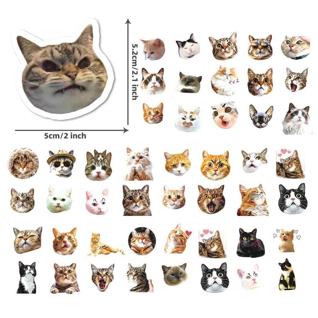 50 Emoticon Pack Kitten Stickers Pack Stickers DIY Creative Stickers Suitcase Mobile Phone Stickers