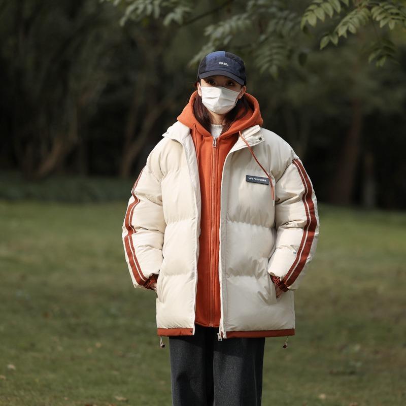 Fake Two-piece Cotton-padded Clothes for Men, New Winter Models for Couples, Hooded Cotton-padded Clothes, Trendy Brand Thermal Jackets for Men