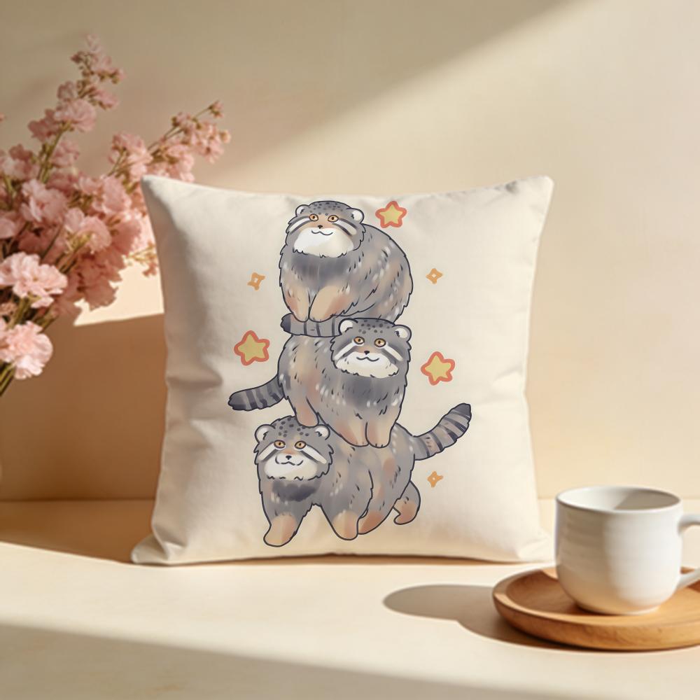 Fluffy Pallass Cat Cushion Cover Soft Pillow Cases for Home Bedroom Living Room Sofa
