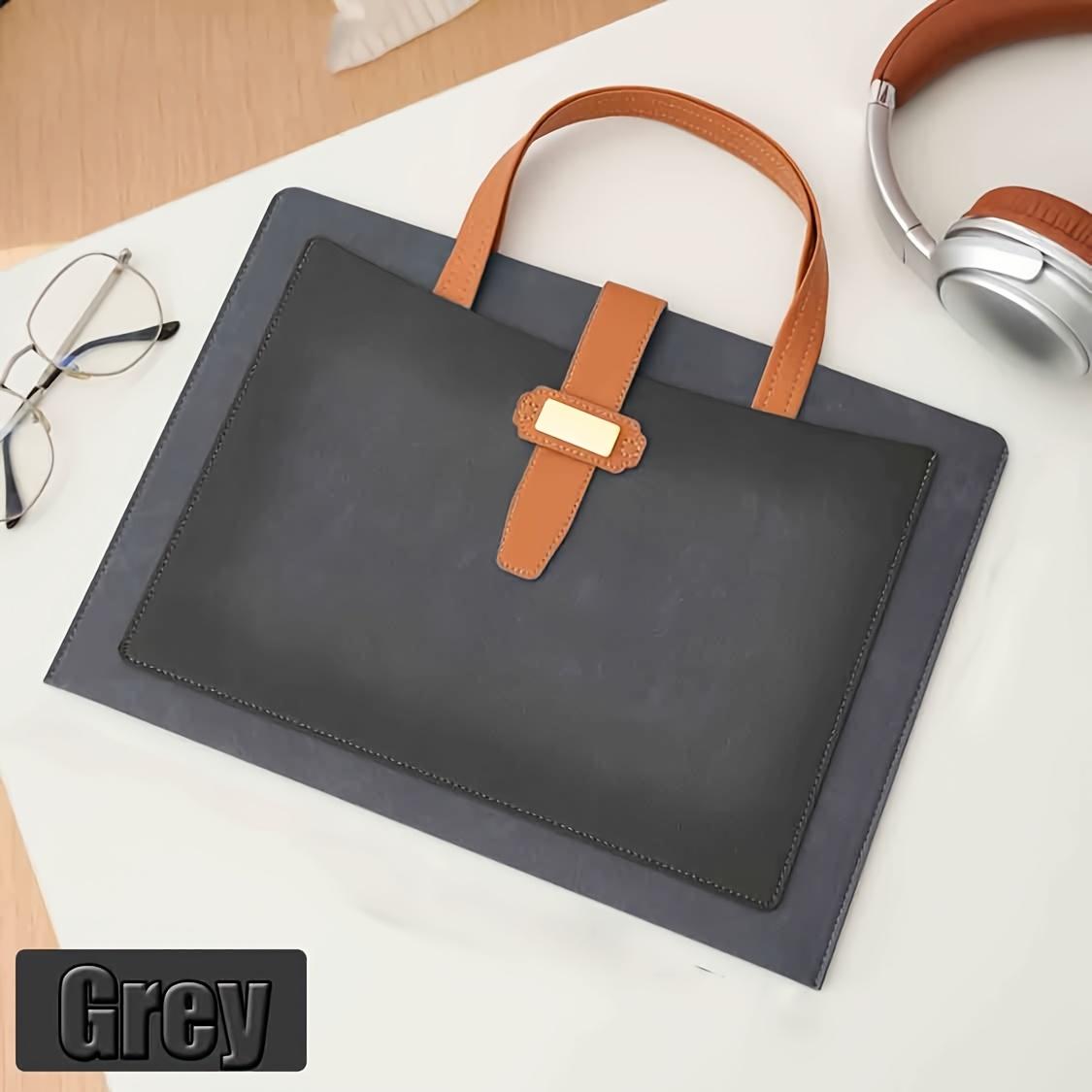 

[Винтажная сумка для документов] Винтажная сумка для документов формата А4 из ПВХ ткани | Тонкая папка для файлов, деловой портфель серый