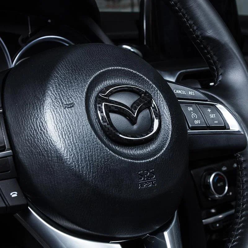 1pc For Mazda 3 6 CX5 2 CX30 CX3 CX9 MX5 RX8 Axela Demio Atenza ABS Car Steering Wheel Center Emblem Sticker Auto Interior