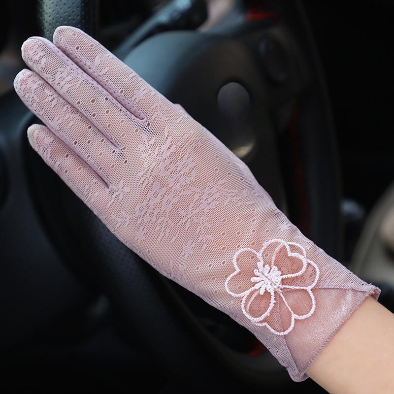 Women's Sun Protection Gloves Spring and Summer Thin Lace Touch Screen Gloves Driving Breathable Outdoor Sunshade Cycling Gloves