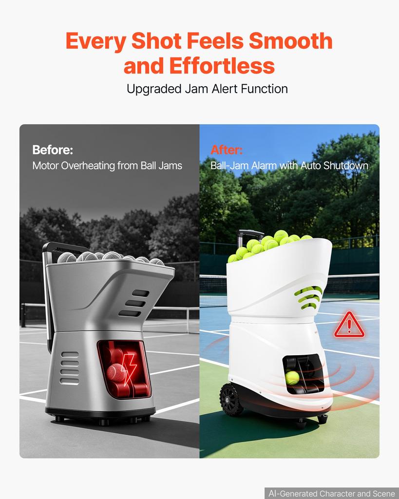 VEVOR Tennis Ball Machine Auto Portable Ball Launcher for Practice Training, with App Remote Control, 150 Ball Capacity, Spin Control