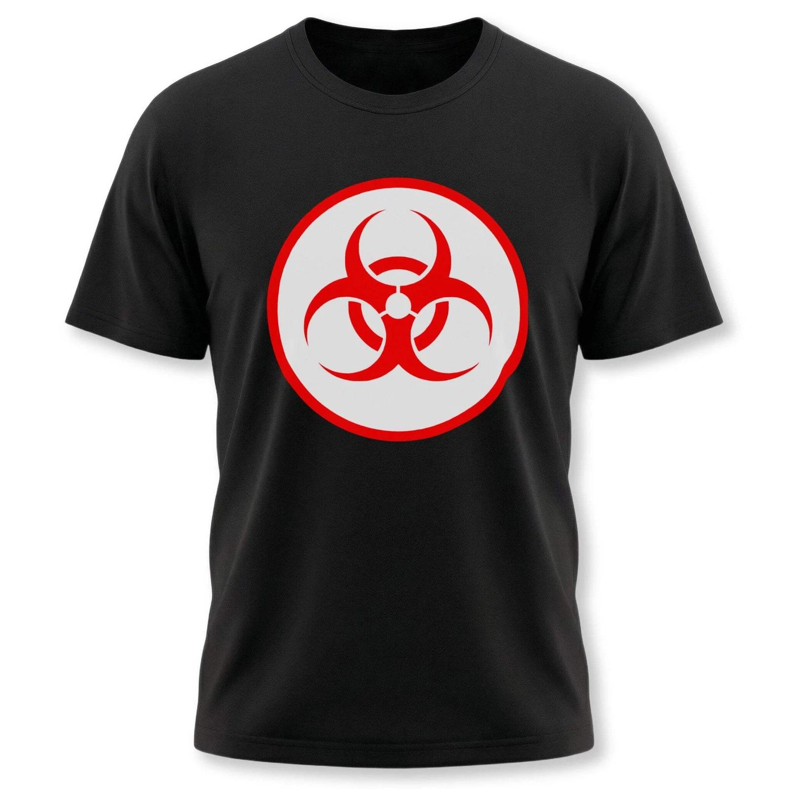 Red Biohazard Symbol T-Shirt | Bold Unisex Graphic Print Tee Shirt Design XXXXL