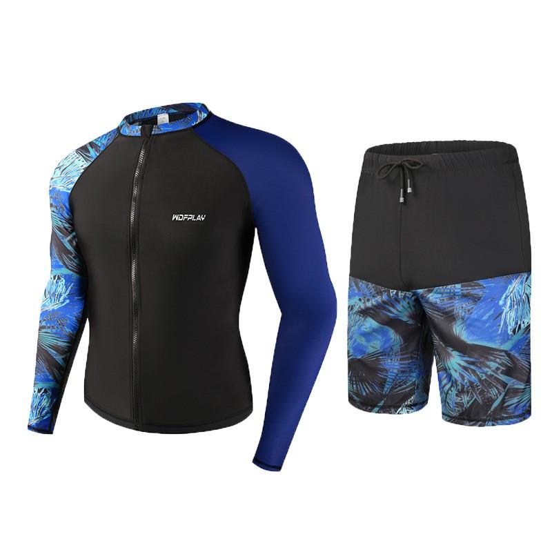 Set Rash Guard Uomo Protezione UV Asciugatura Rapida Costumi da Bagno Snorkeling Surf Sport Acquatici