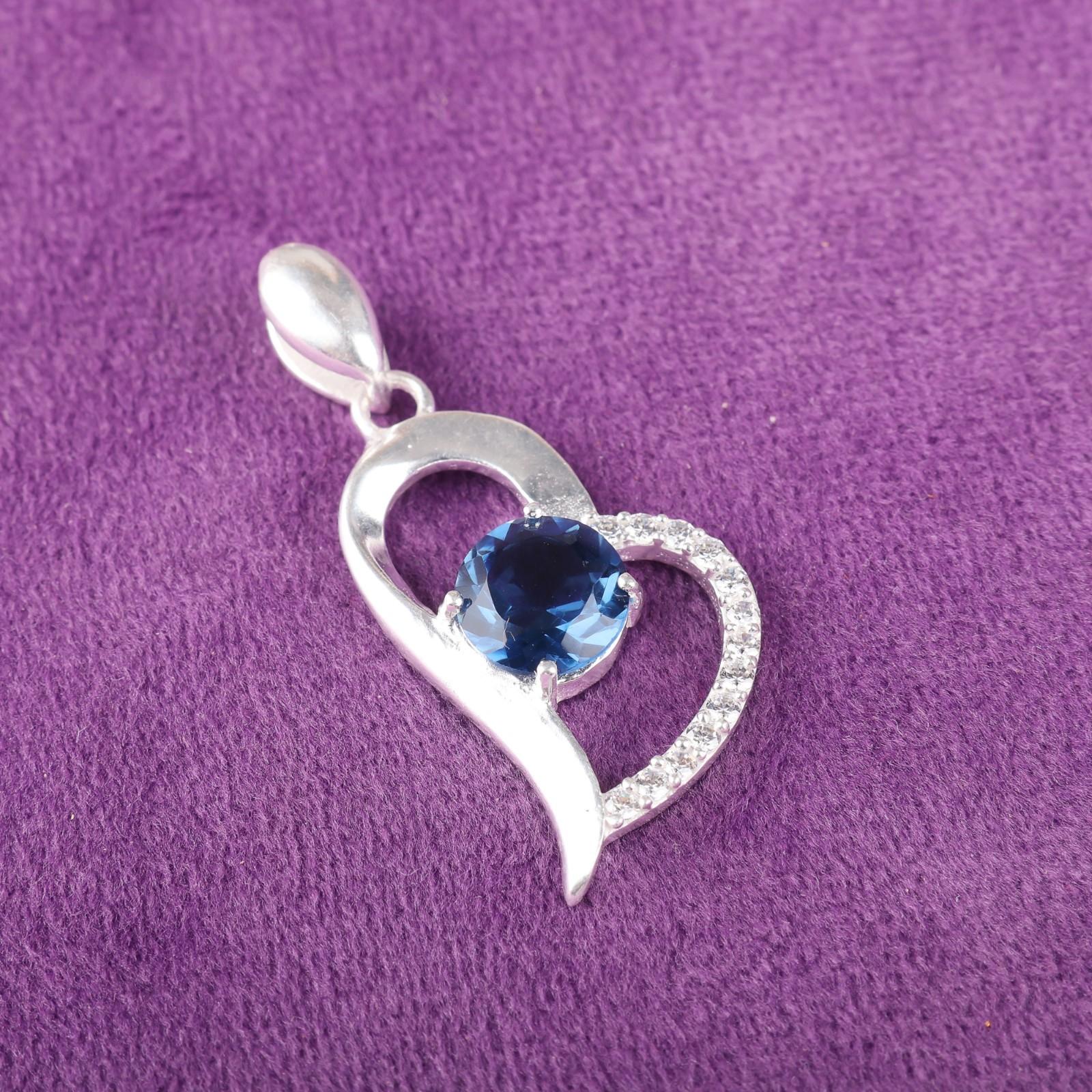 

Rare London Blue Topaz Gemstone 925 Sterling Silver Jewelry Zircon Pendant 1.37 CZP-5-8