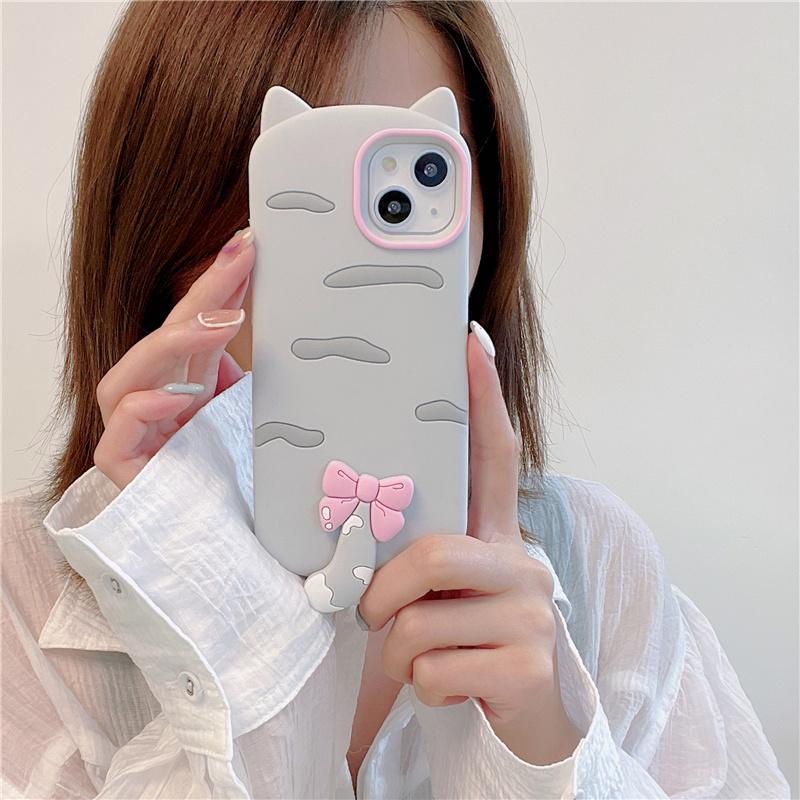 Kawaii 3D Cartoon Cat Soft Silicone Phone Case For IPhone 17 17pro 17 Promax 17air 16 15 13 14 12 ProMax Plus Phone Cover