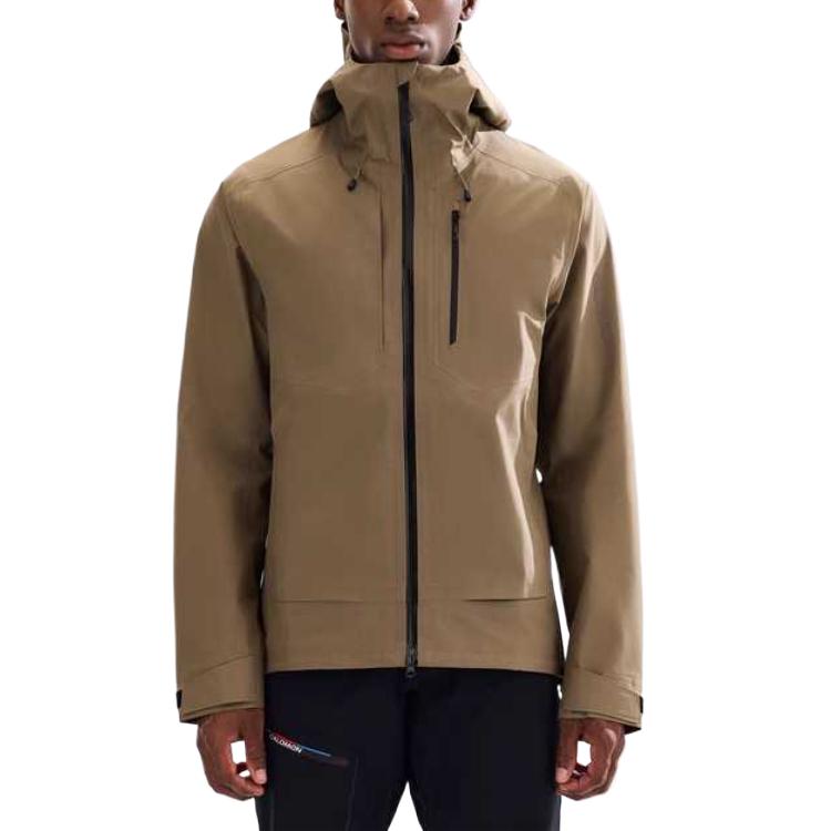 Salomon Outline Gore-Tex Hooded Zipper Waterproof Windproof Breathable Durable Warm Jacket Men Jackets Brown LC2290500