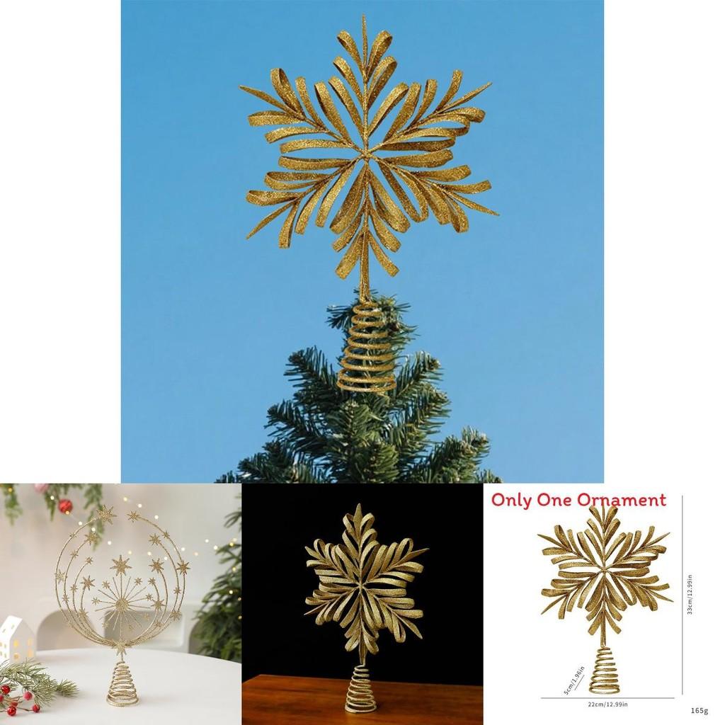 Christmas Tree Topper With Snowflake And Star Iron Art Decoration For Holiday Festivities