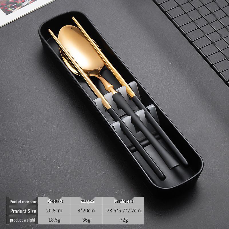 Slim Waist Portable Stainless Steel Cutlery Set: Spoon, Fork, Chopsticks - Japanese Tableware for Students